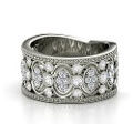 Renaissance Band Palladium Ring with White Sapphire & Diamond