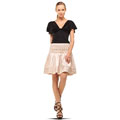 SATIN STRETCH SKIRT-BEIGE