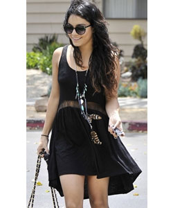 Black sheer lace panel midriff dress