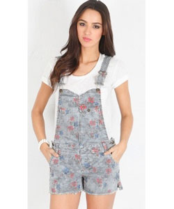 Printed Railroad Stripe Boyfriend Shortall in Americana Combo