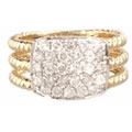 14k Gold Triple Cable Band Diamond Ring