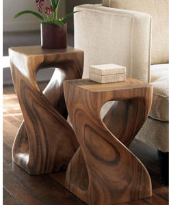 Carved monkey pod wood stool