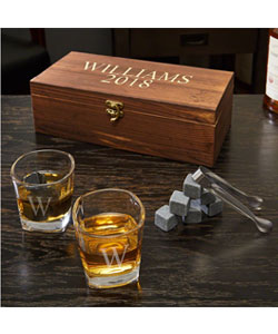 Schaefer Personalized Whiskey Stones and 6 oz Shot Glasses Gift Set