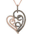 White and Champagne Diamond Heart Pendant Necklace 1/2 Carat (ctw) in 10K Rose Pink Gold