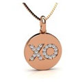 Gem Letter 'XO' Pendant 14K Rose Gold Necklace with Diamond