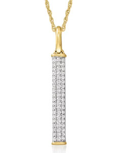 .10 ct. t.w. Diamond Linear Bar Pendant Necklace in 14kt Yellow Gold