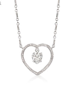 C. 1980 Vintage .65ct Diamond Open-Space Heart Necklace, Gold
