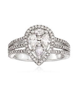1.25 ct. t.w. Diamond Pear-Shaped Cluster Ring in 14kt White Gold