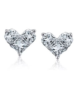 1.44 ct. t.w. Diamond Heart Earrings in 18kt White Gold