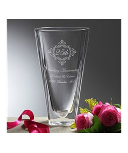 Anniversary Memento Etched Crystal Vase