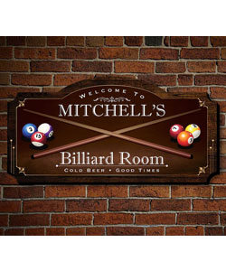 Billiard Room Personalized Wood Home Sign