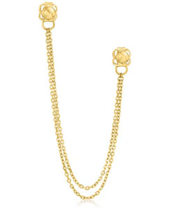 14kt Yellow Gold Double-Piercing Chain Single Earring