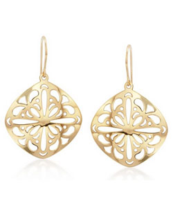 14kt Yellow Gold Fancy Lace Cutout Drop Earrings