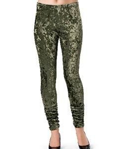 Olive Crushed Velvet Leggings